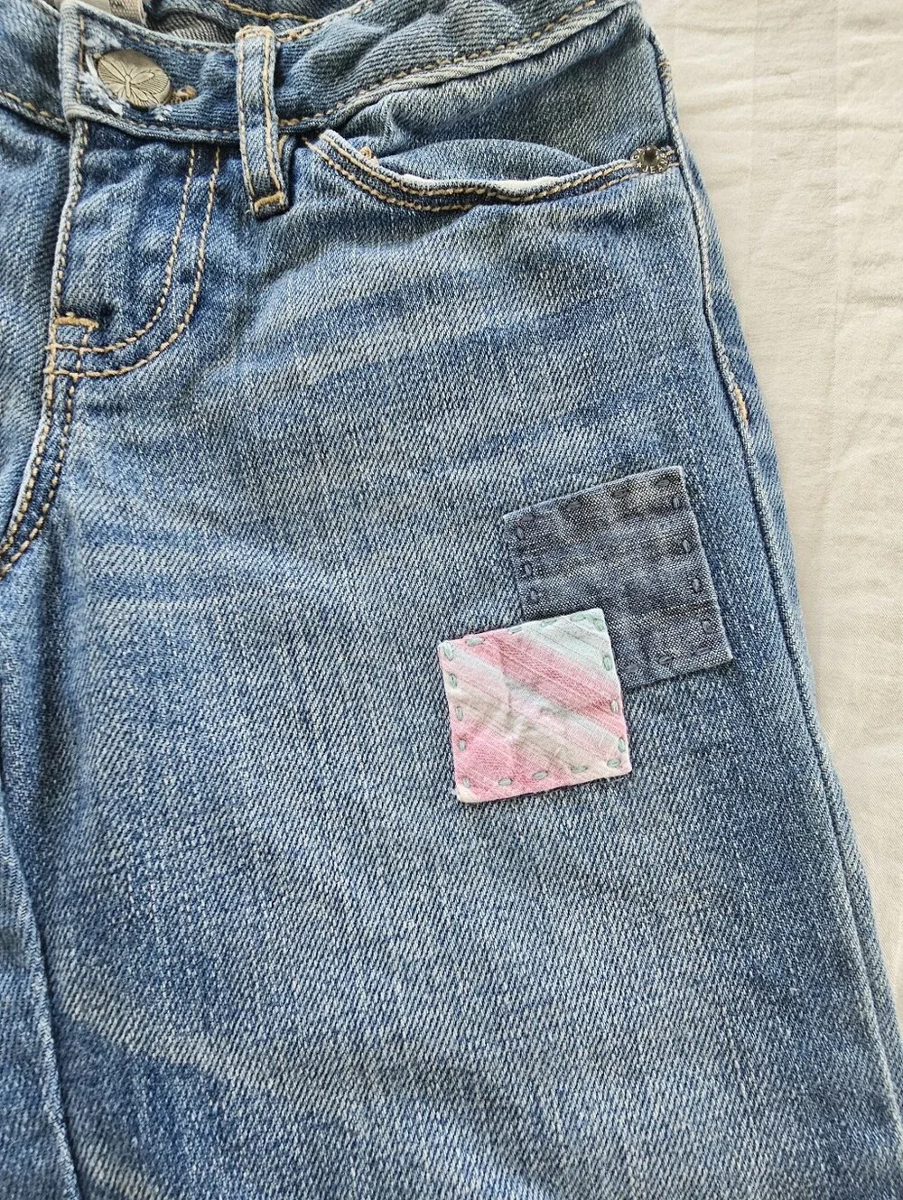 Vintage Gap Kids Cotton Patchwork Boyfriend Denim Jeans, Size 6